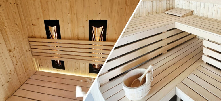 Zestawienie budowy sauny fińskiej z piecem oraz sauny infrared z promiennikami - porównanie realizacji Saunar.